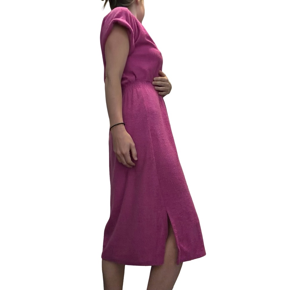 VTG 1970s magenta terrycloth midi dress. Pididdle California brand. Size Medium. - Picture 8 of 9
